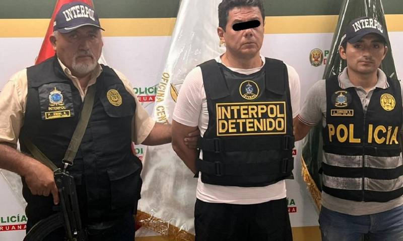 El arresto se produjo en el distrito de Los Olivos, en el norte de Lima, tras "un trabajo coordinado" entre agentes de la Interpol de Lima y Quito/ Foto: Cortesía EFE