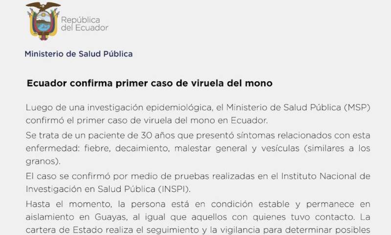 Ecuador confirma su primer caso de viruela del mono / Foto: EFE