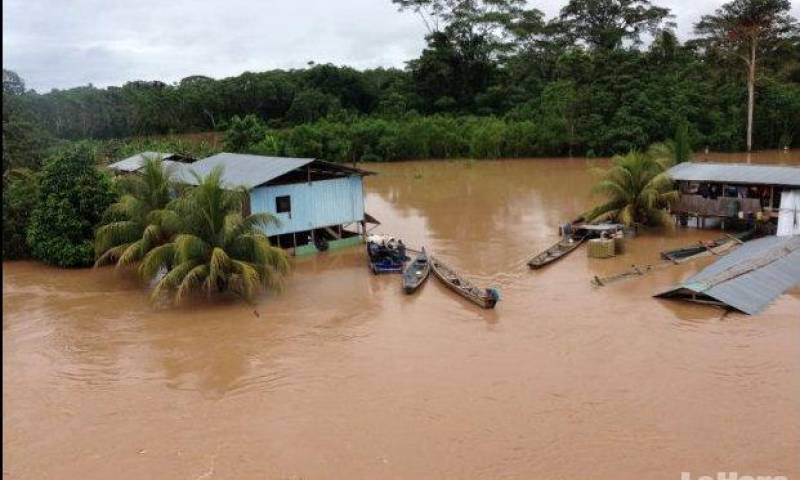 El desbordamiento de ríos, por las fuertes precipitaciones, han afectado a localidades de Morona. Foto: La Hora