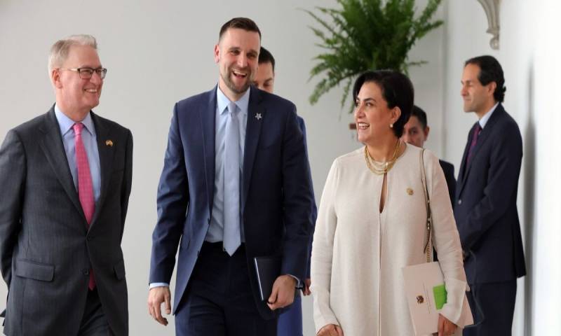 Los funcionarios coincidieron en la urgencia de concretar un acuerdo bilateral que impulse las exportaciones ecuatorianas / Foto: cortesía Cancillería