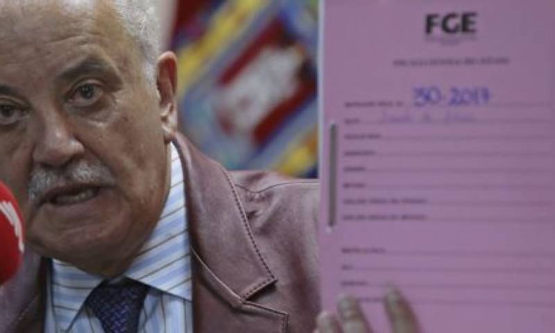 El Fiscal Galo Chiriboga, el 22 de abril de 2017, en rueda de prensa por el Caso Odebrecht. Foto: La República
