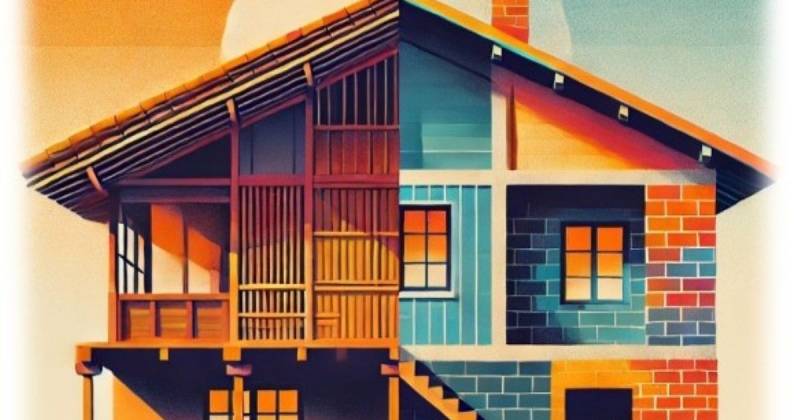 Vivienda adecuada al clima / Imagen generada con IA por ChatGPT (OpenAI) usando DALL·E, 2025