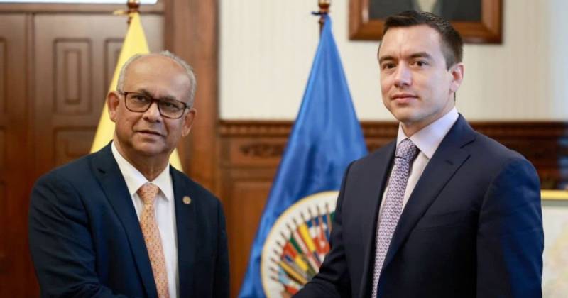 El presidente Daniel Noboa recibió al secretario general de la OEA, Albert R. Ramdin / Foto: cortesía Presidencia