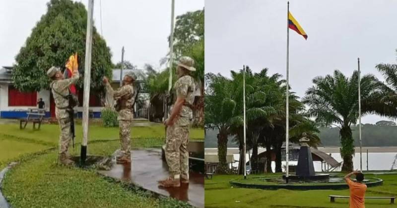 Esta bandera fue retirada por el personal del Batallón de Selva número 83 / Foto: cortesía La Patria