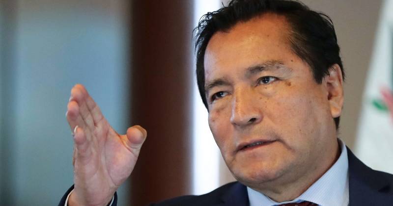El gerente de Proyectos de Sostenibilidad y Transición Energética de Petroperú, Alfredo Pinillos, explicó en la rueda de prensa que las empresas y las comunidades nativas en torno al lote 192 "están a favor de la reactivación del lote"./ Foto: cortesía EFE