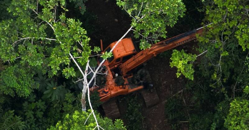 En el caso del río Jatunyacu se contabilizaron 502 hectáreas perdidas a causa de la minería / Foto: cortesía Ejército ecuatoriano