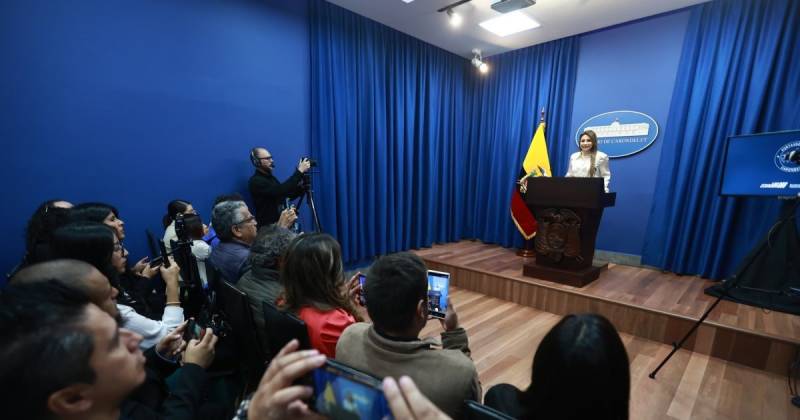 Carolina Jaramillo, vocera presidencial, dio declaraciones hoy en Carondelet / Foto: cortesía Presidencia