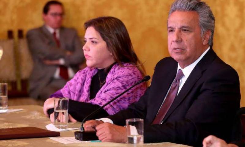 PROCESO. Moreno colocó a Vicuña en la cabeza de la terna para Vicepresidenta, cuando Glas fue destituido. Foto: La Hora