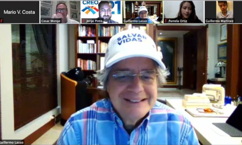 El 18 de junio de 2020 Guilermo Lasso se reunió vía digital son las bases del movimiento Creo de Pichincha. - Foto: @LassoGuillermo