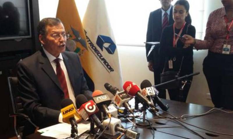 Pedro Merizalde, gerente de Petroecuador ofreció una rueda de prensa para hablar sobre su presunta vinculación con los 'Panama papers'. Foto: Alberto Araujo / EL COMERCIO