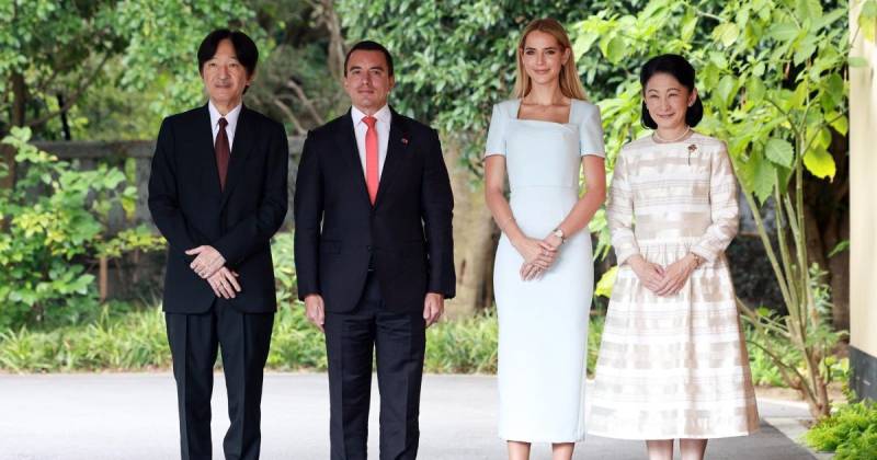 Noboa y la primera dama Lavinia Valbonesi, fueron recibidos por sus altezas imperiales en la residencia oficial de la pareja en Tokio / Foto: EFE