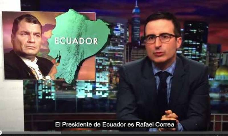 John Oliver se refirió en su programa cómico a los Enlaces Ciudadanos del presidente Rafael Correa. Captura de pantalla de YouTube. Canal Mauricio Norona. Este contenido ha sido publicado originalmente por Diario EL COMERCIO en la siguiente dirección: http://www.elcomercio.com/actualidad/john-oliver-rafael-correa-twitter.html. Si está pensando en hacer uso del mismo, por favor, cite la fuente y haga un enlace hacia la nota original de donde usted ha tomado este contenido. ElComercio.com